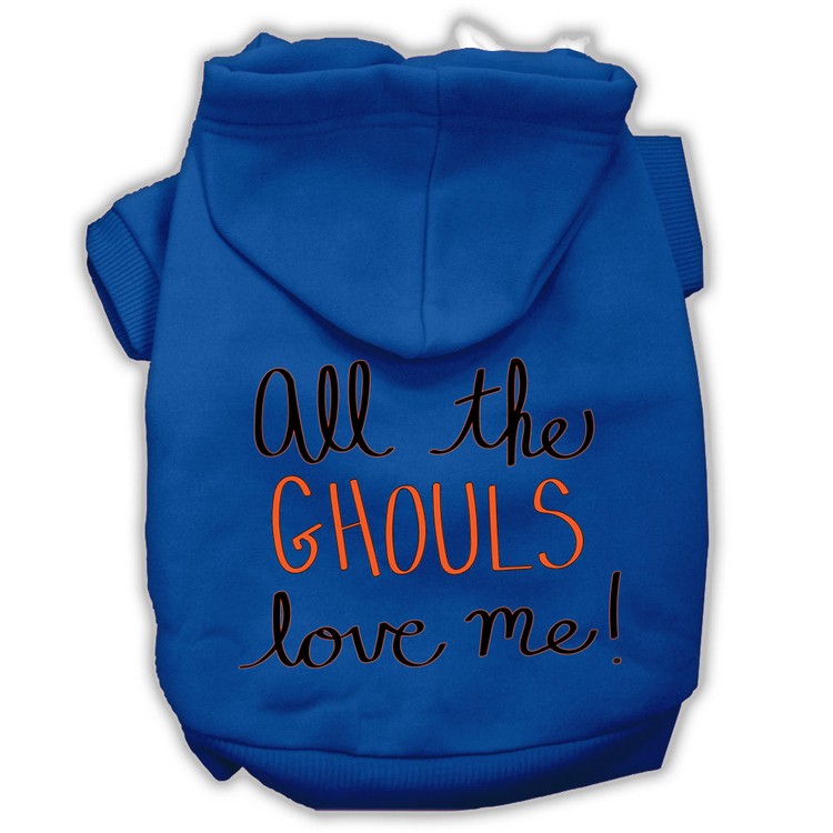 All the Ghouls Screenprint Dog Hoodie Blue XS